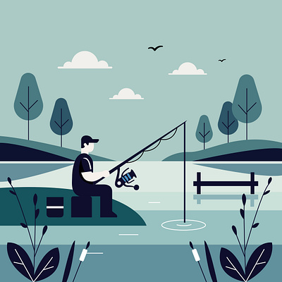 Fishing Illustration fishing flat illustration graphic design illustration vector