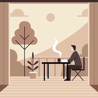 Drinking coffee coffee drinking flat illustration illustration rural vector