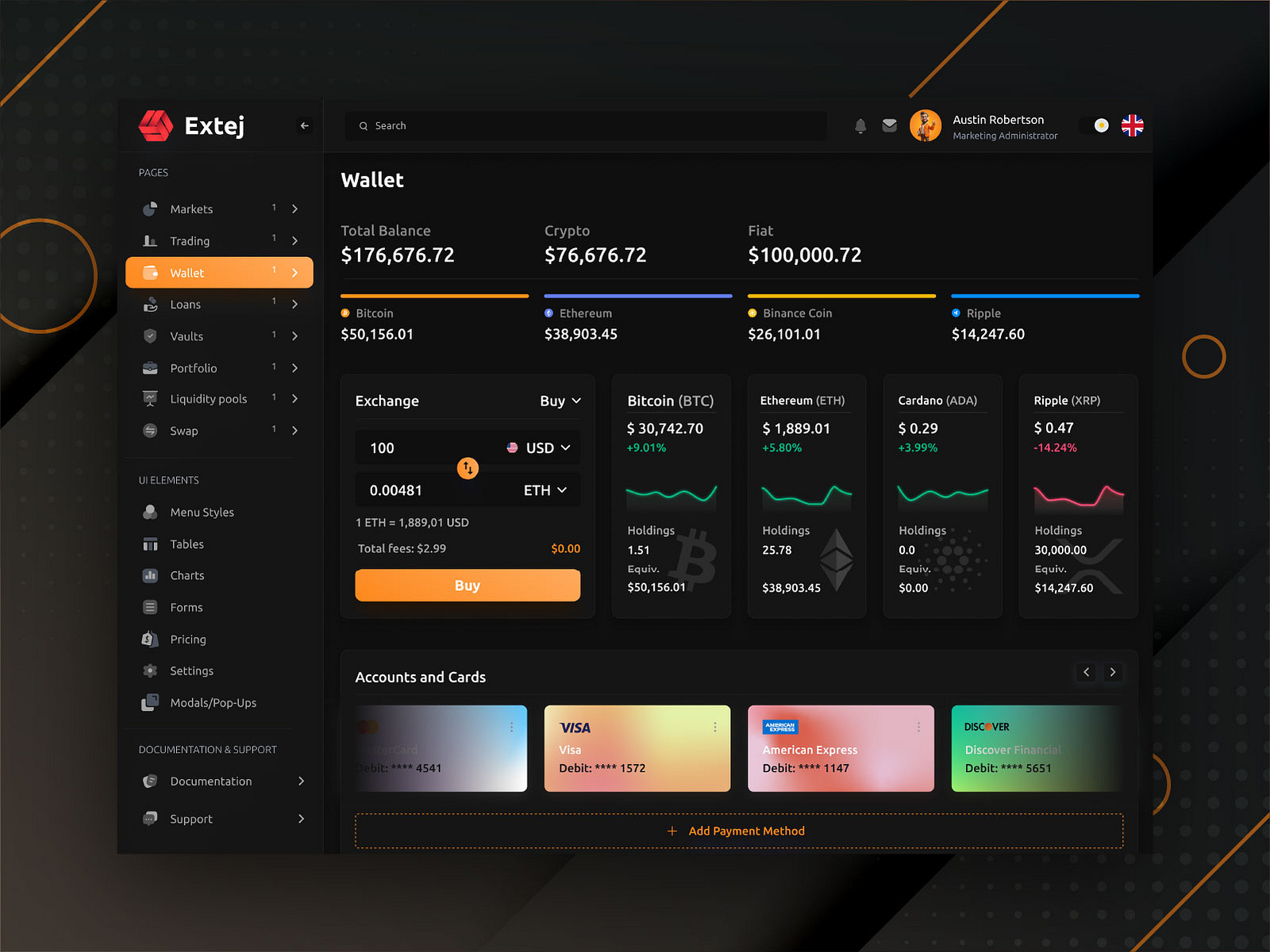 Wallet Page for Crypto Admin & Dashboard React Web Template by Extej UI UX  Design Agency on Dribbble