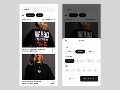 Darc Sport shopping app filter daily UI 51 filter & sort app clothing design ecommerce mobile ui ux