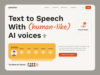 Text to speech generator AI website design ai aiwebsite animation branding design discover figma graphic design illustration landing page logo productdesign saas ui uiux web design web template webapp webdesign website