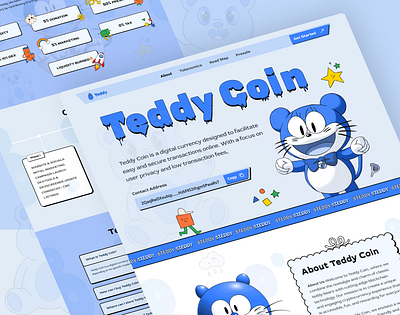 Teddy Coin - Meme Website base crypto meme token meme landing page meme token website meme website meme website design pepe presale token website