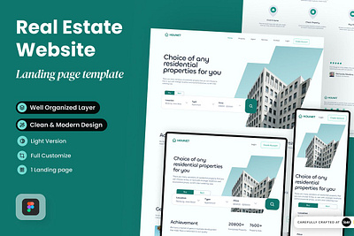 Real Estate Website Landing Page banner business concept design estate home house illustration landing page property real estate real estate app real estate application real estate landing page real estate web real estate website template web website