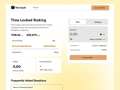 The Vault- Staking Dashboard blockchain crypto defi design website