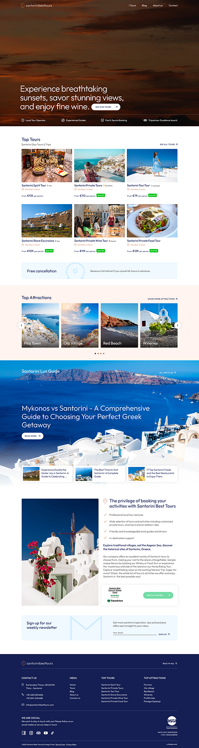 Santorini Best Tours travel website design