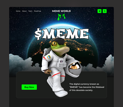 Meme Coin Landing Page alien meme base coin crypto landing page crypto meme meme meme coin meme token meme ui meme website design pepe token token landing page uiux web design