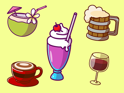 Drink Cartoon Collections💧🍺🍹 beer beverage bottle cartoon coffe collection cute cutecartoon design drink drinking glass graphic design illustration juice object straw vector water wine