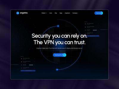 VPN Landing Page Concept UI UX blue clean concept crypto dark ui design figma futuristic gradient header landing page one page tech technology ui ui design ux vpn web website