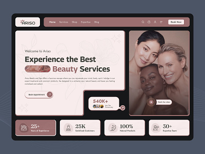 Beauty & Spa Website UI/UX beauty beauty product beauty salon beauty store cosmetics design ecommerce hair dresser makeup saas skincare treatment uiux web design website website template wellness spa salon