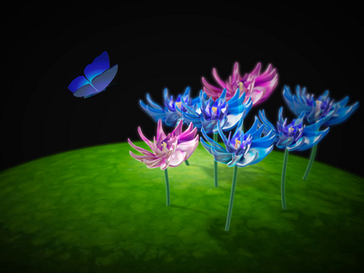 3D Butterfly and Mysterious Flowers🦋 3d 3d design 3d interaction 3danimation bloom blooming butterfly flowers interactive spline spline3d