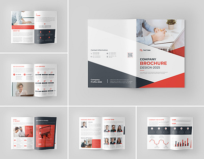 Company profile brochure template design with red color branding document graphic design proposal