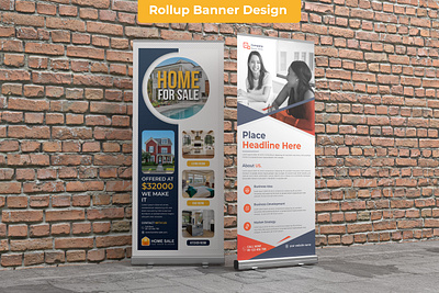 Rollup Banner Design company graphic design roll stand vertical x stand