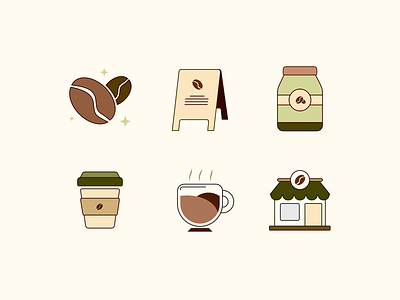 Coffee Shop Icon Illustration - Minimalist Design branding coffee coffee bean coffee illustration coffee shop flat graphic design icon icon illustration icon set illustration