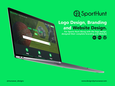 SportsHunt-Website & Branding brand identity branding graphic design logo logo mark modern design web webflow website website design wordpress