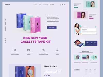 Press & Go - Shopify Website Design for Cassette-Tape Kit cassette design ecommerce homepage illustration interface landing page product product design product landing page product website shopify shopify landing page shopify website single product design store tape kit web web design website