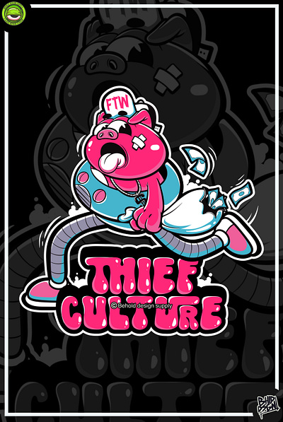 THIEF CULTURE - art work art artwork cartoon cartoon design cartoon style character cartoon clothing clothing design design digital art illustration merch