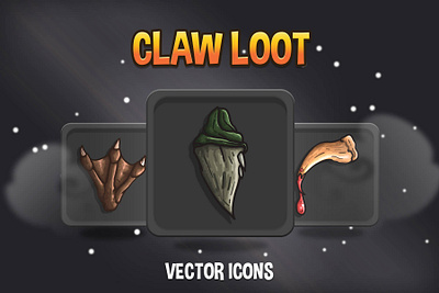 Claw Loot Vector Game Icons 2d ai art asset assets fantasy game game assets gamedev icon icons indie indie game loot mmo mmorpg pack rpg ui vector