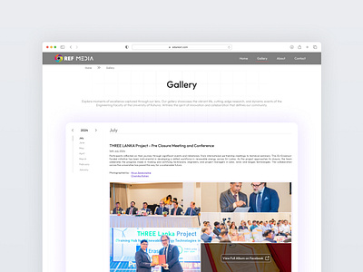 REF Media Gallery Page appdesign branding cleandesign graphic design inspiration media modernui refmedia.lk ruhuna ui uiux webdesign