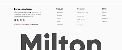 Footer Landing page Milton.so design footer landing page ui