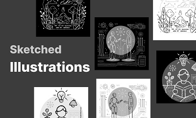 Sketched Illustrations with Figma freehand illustrations one line sketches