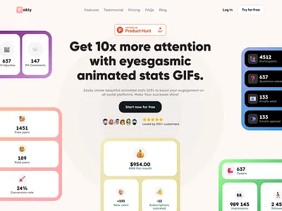 Landing page for Pokly.co above the fold design hero section landing page modern saas ui