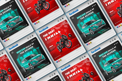 Engaging Vibrant Car and Bike Social Media Post Design banner instagram bike blue brand identity car discount template instagram post instagram template media post post design post template poster product product template promotion promotional post red social media post template vehicles template