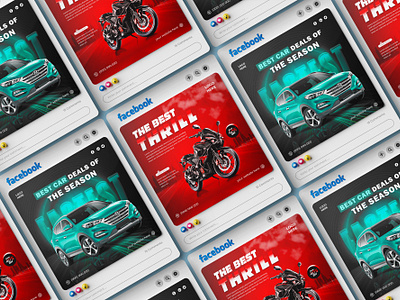 Engaging Vibrant Car and Bike Social Media Post Design banner instagram bike blue brand identity car discount template instagram post instagram template media post post design post template poster product product template promotion promotional post red social media post template vehicles template