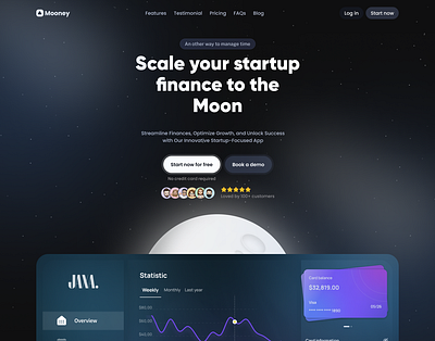 Saas landing page dark dark theme design landing page linear modern saas ui