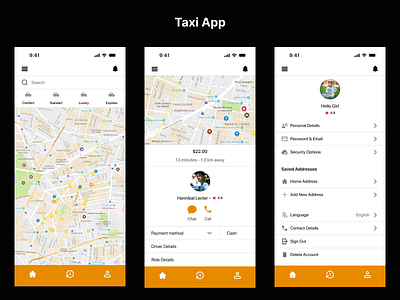 Taxi App app app design mobile app design taxi app ui ui design user interface ux ux ui design