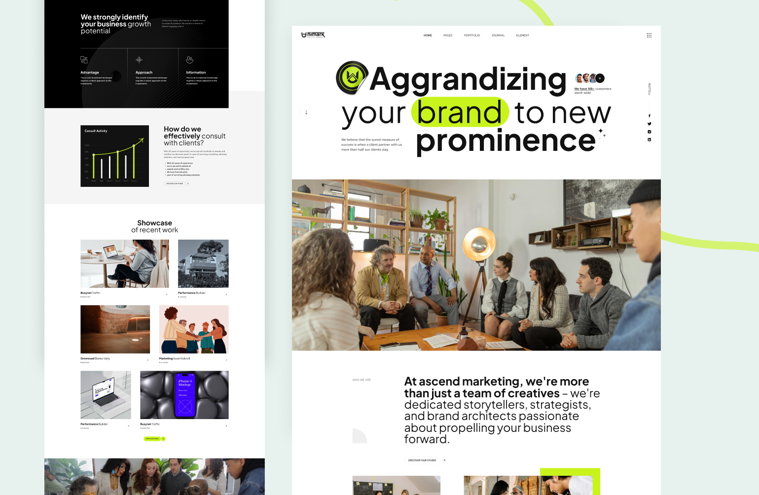 Creative Agency Home Page - UNIMARK - Webflow Template agency home page agency website branding creative agency website creative website design home page landing page ui web design website website design