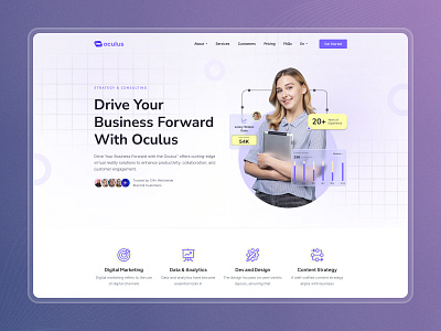 Oculus || Fintech Landing Page-UI/UX design fintech homepage landing landing page minimalistic landing page saas saas landing saas website ui design uiux web design website