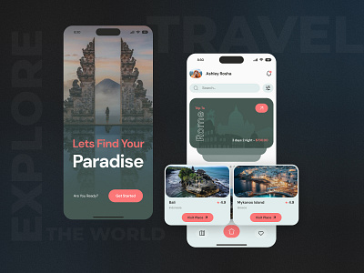 Travel Service Mobile App UI/UX adventure app app design booking interface mobile app mobile app design mobile design mobile ui tourism tourist travel agency travel app travel service traveling trip uiux vacation