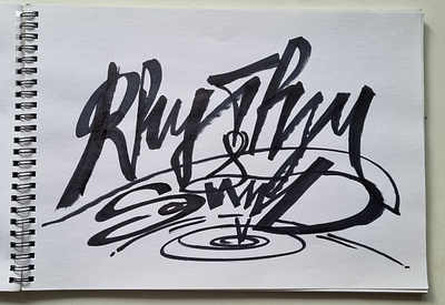 Rhythm and Sound calligraphy dub hand drawn illustration lettering logo