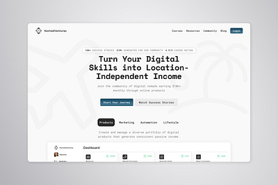 NomadVentures - Digital Creator Community figma freelance design freelancer hero section landing page ui design uiux user interface web design website design