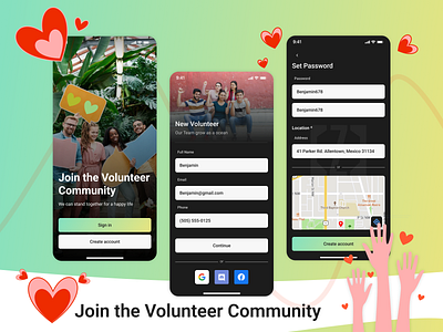 Inspiring Volunteer Signup Page Design 🌟 app design graphic design illustration ui ux volunteerapp