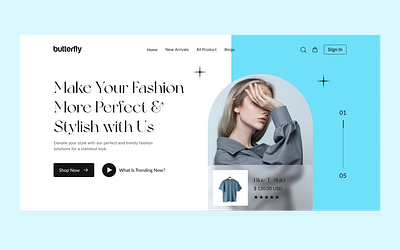 Butterfly Fashion Header Design design design agency fashion landing page ryzin lab shopify ui ui designer ux web design