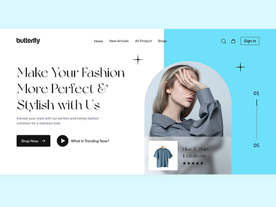 Butterfly Fashion Header Design design design agency fashion landing page ryzin lab shopify ui ui designer ux web design