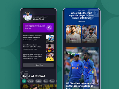 Sports Now: Redefining Global Sports News and Engagement (4/4) cricket designforboys lionelmessi sportsapp sportshub sportsui sportsux uidesign uiforsports uisporting uxdesign uxsports uxui