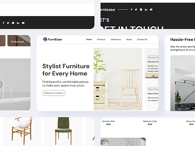 FurniEase - Furniture Store Website clean dailyui design desktop ecommerce website figma furniture home homepage interior design landing landing page shop web shopify store ui uiux ux website