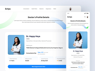 Eclips Doctor Profile Details Design appointment design doctor profile design doctor profile ui medical saas medical web medical website saas design ui design