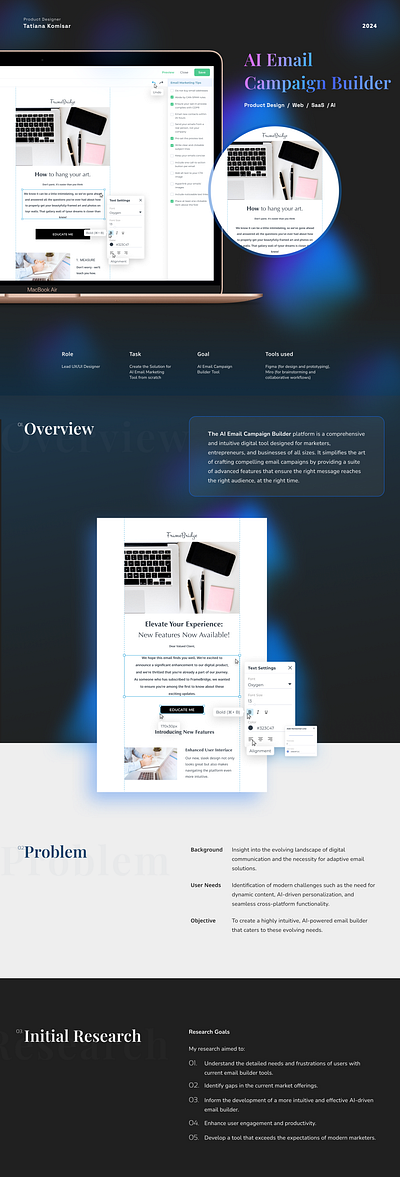 AI Email Campaign Builder ai app design marketing platform process product research saas ui ux web