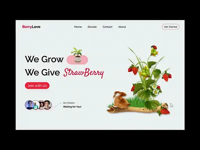 Strawberry donate website design design illustration logo ui ux web design