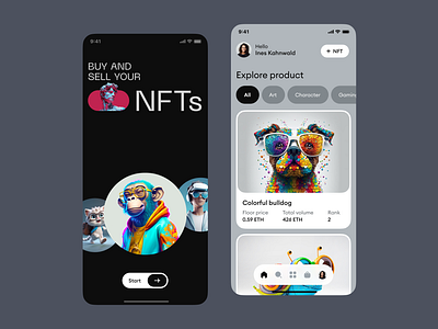 NFT marketplace mobile app app crypto crypto mobile design interface ios mobile app marketplace mobile mobile app mobile app design nft nft app nft mobile ui ui app ux