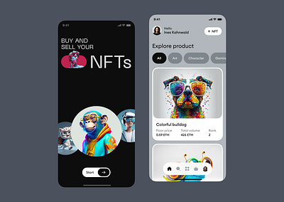 NFT marketplace mobile app app crypto crypto mobile design interface ios mobile app marketplace mobile mobile app mobile app design nft nft app nft mobile ui ui app ux