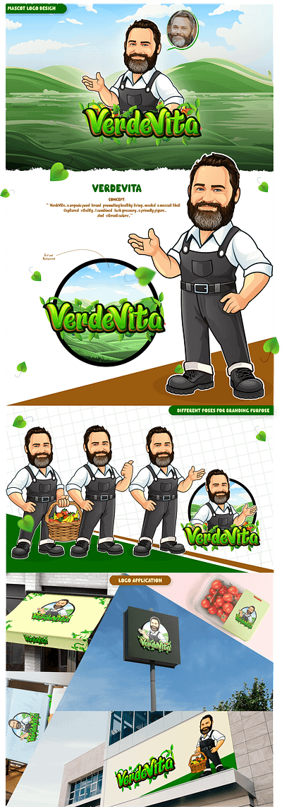 Organic food Store Guy Cartoon Mascot Logo animation branding business logo caricature logo cartoon mascot design farming graphic design illustration logo organic food vector