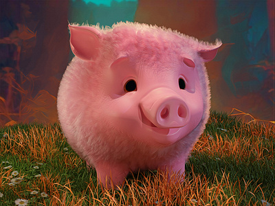 3D cute piggy 3d animal blender cute pig substance painter zbrush