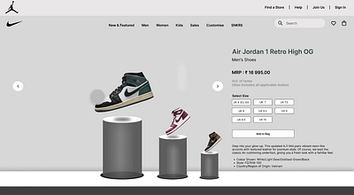 Nike's Air Jordan 1 Retro High Re-Design Product Page animation app design design nike page product product page ui ui design ui ux ux web web page