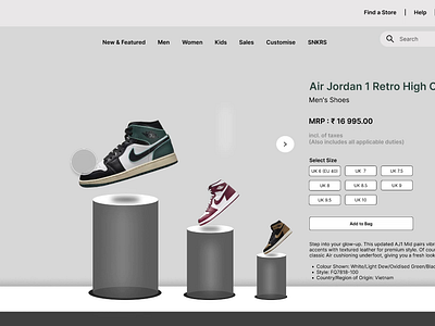 Nike's Air Jordan 1 Retro High Re-Design Product Page animation app design design nike page product product page ui ui design ui ux ux web web page