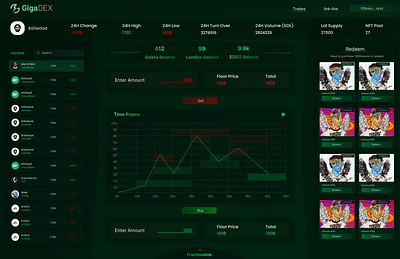 Giga-Dex, DEX for Tokenised-NFTs decentralised exchanges nfts solana ui