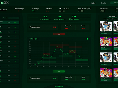 Giga-Dex, DEX for Tokenised-NFTs decentralised exchanges nfts solana ui